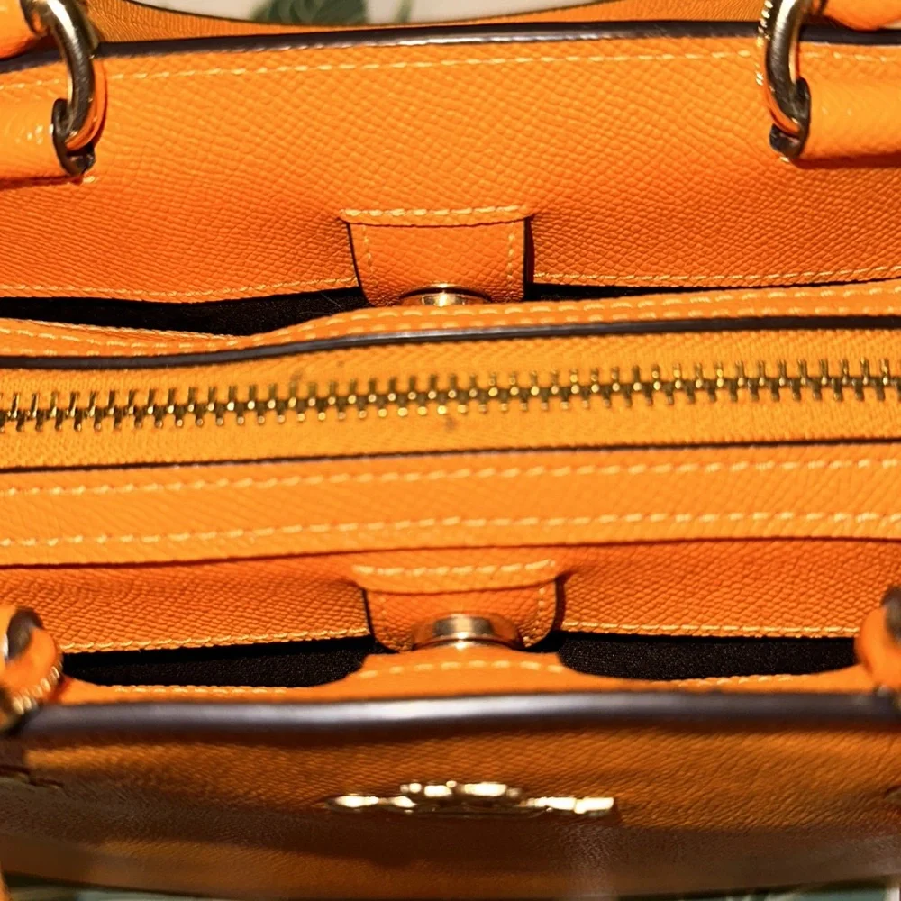 Used Orange Coach Mini Bag w/ Strap and Matching Wallet - Picture 9 of 16